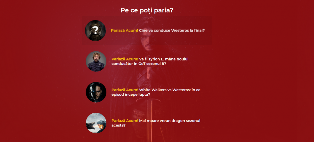 pariuri Game of Thrones maxbet online