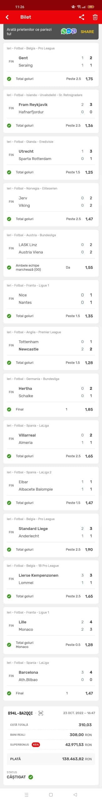 cod bilet superbet castigator