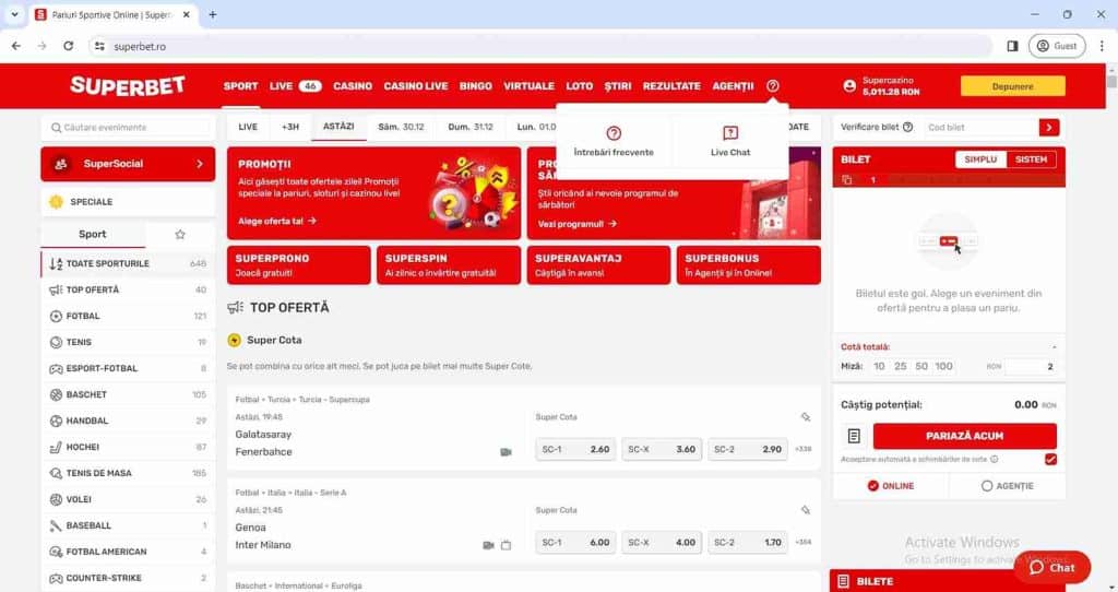 accesare ajutor superbet