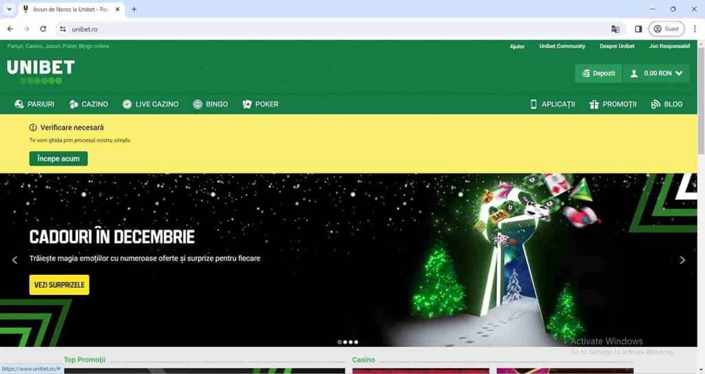 meniu unibet
