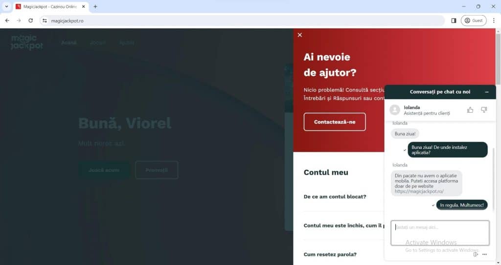live chat magic jackpot