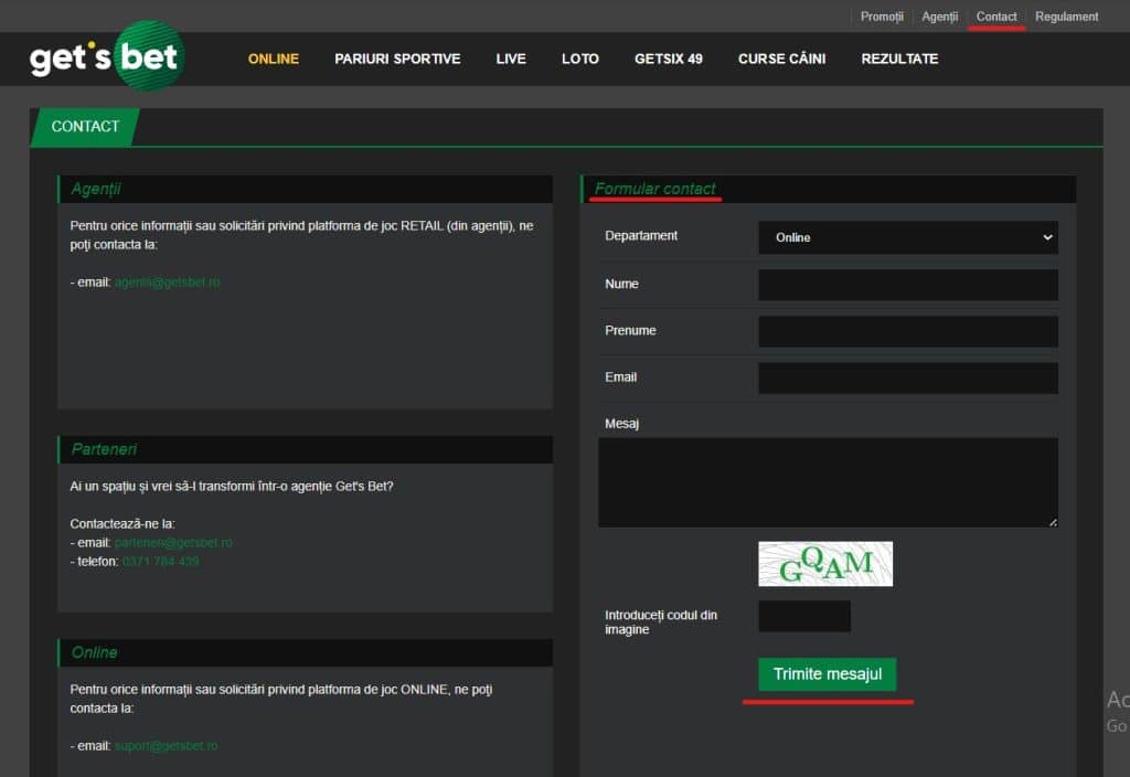 formular contact getsbet
