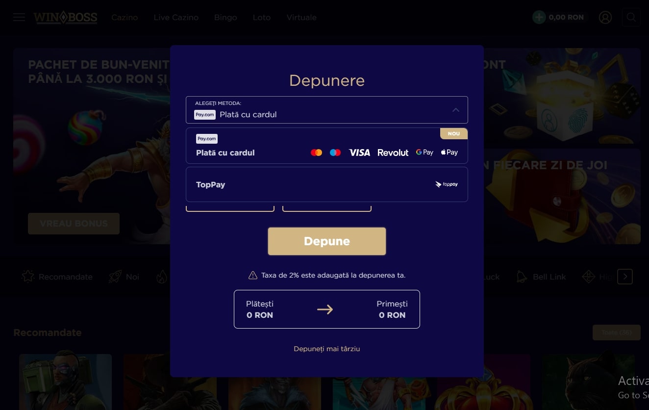 metode depunere winboss