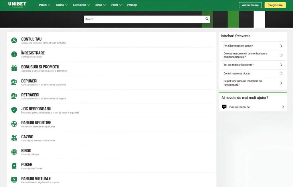 centru ajutor unibet